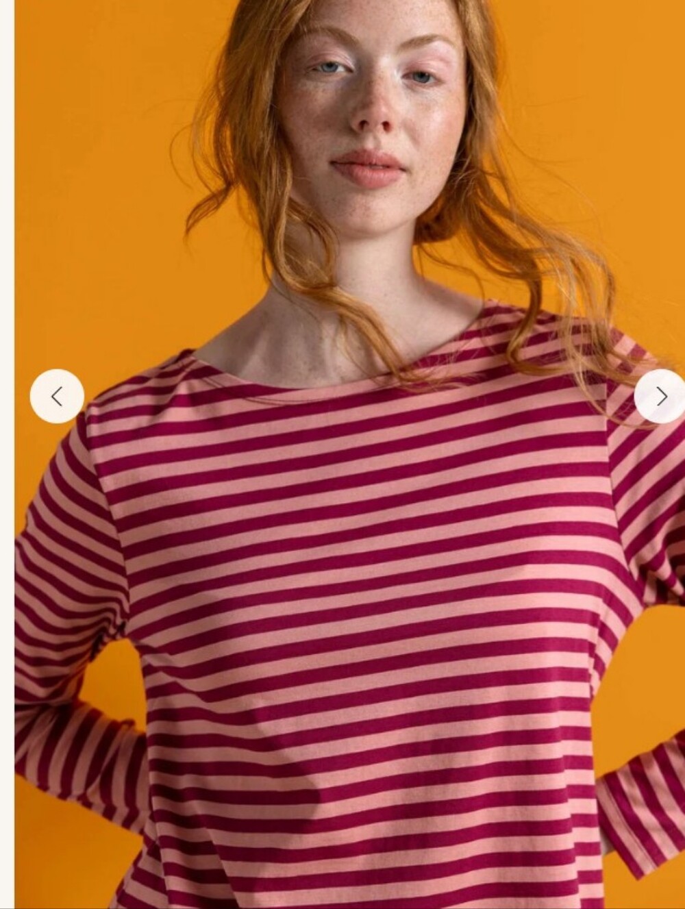 Gudrun Sjoden Essentials Organic Cotton Pink-Rusty Red Striped Sweater sz S